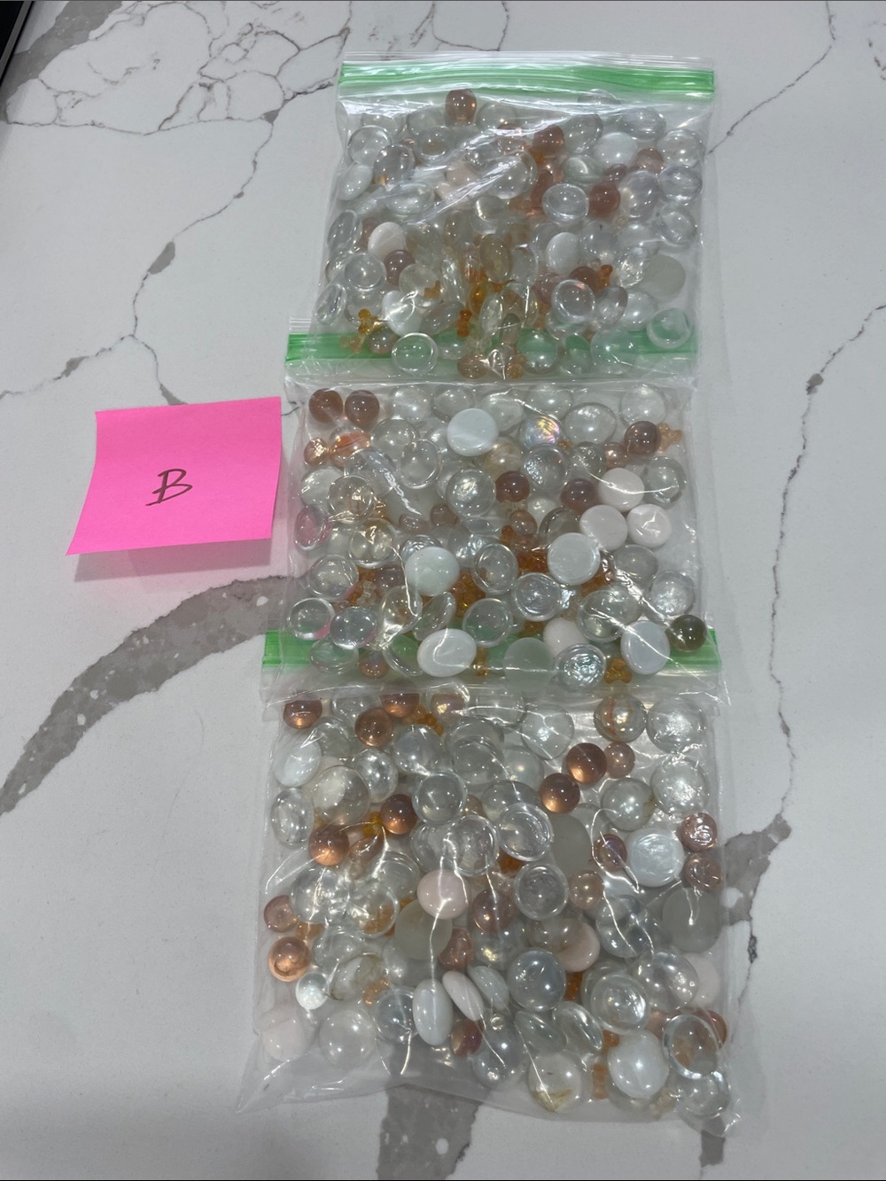 Glass Accent Beads Necklace or Bracelet Mix in White, Clear & Copper Tones